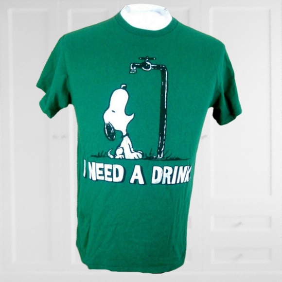 Peanuts Other - Peanuts Snoopy T shirt I need a drink M green